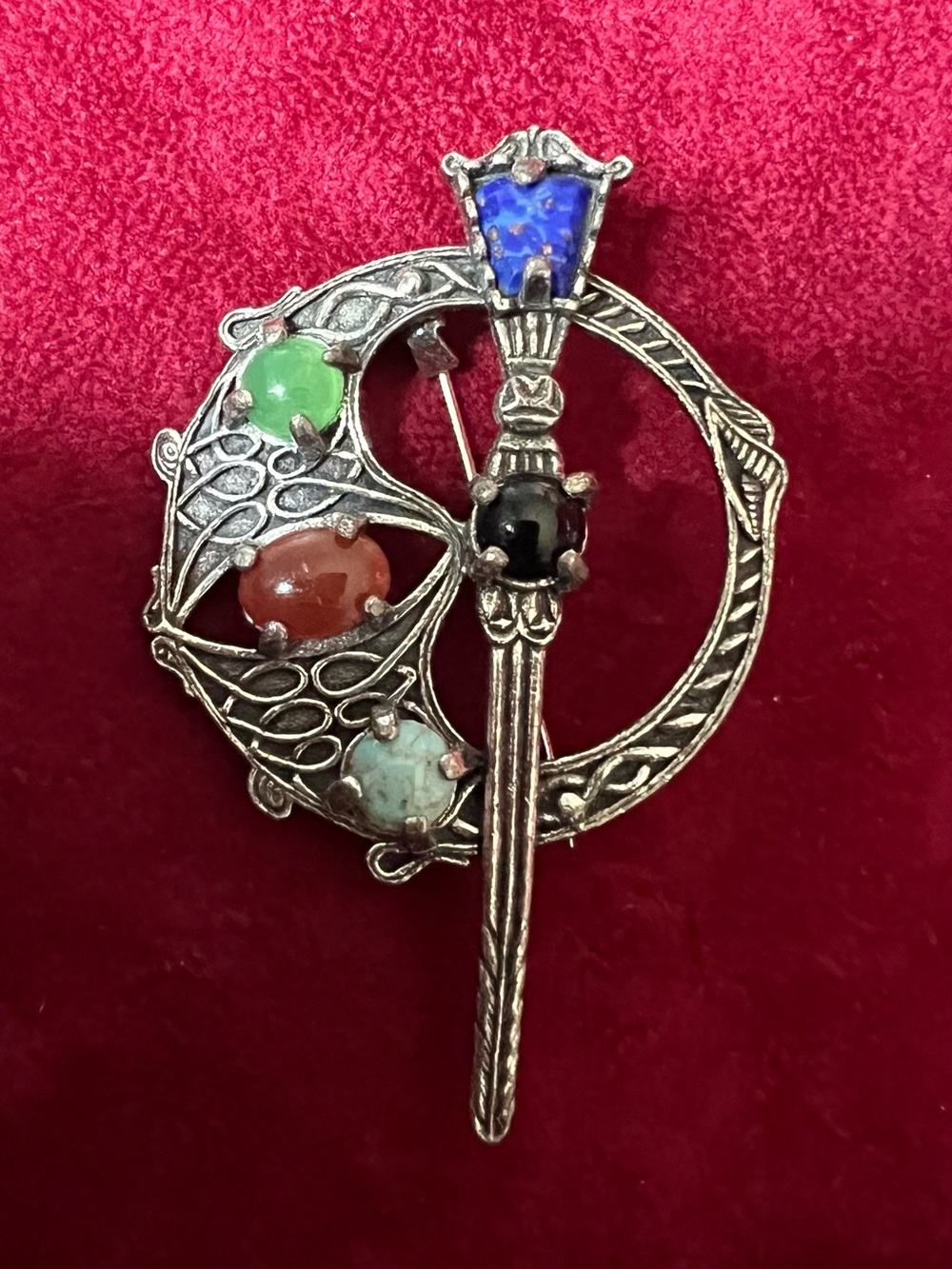 Multicolor Celtic Circle Brooch Pin - Women Jewelry
